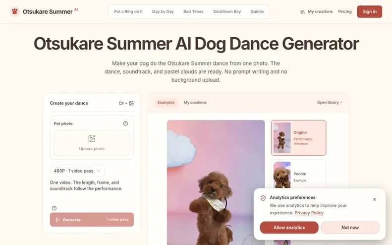 Screenshot of the Otsukare Summer AI homepage
