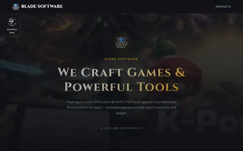 Screenshot of the BLADE SOFTWARE homepage