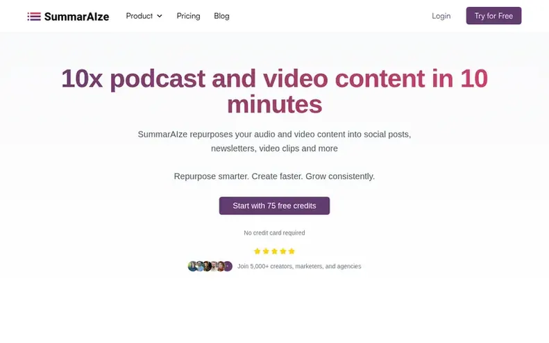 Screenshot of the SummarAIze homepage