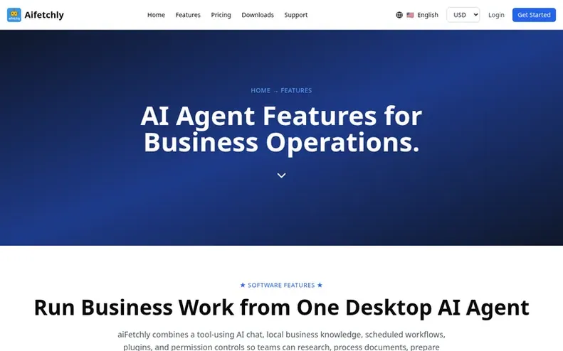 Screenshot of the aiFetchly homepage