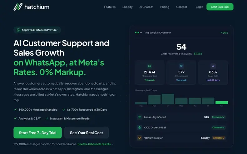 Screenshot of the Hatchium AI homepage