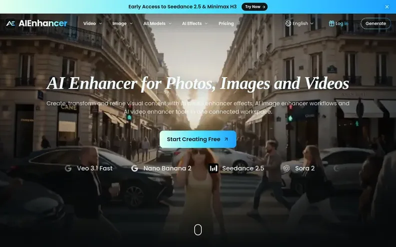 Screenshot of the AIEnhancer homepage