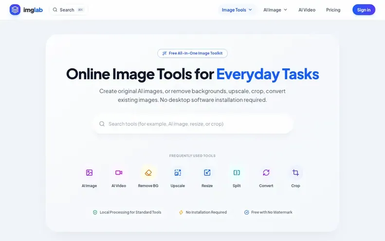 Screenshot of the imglab homepage