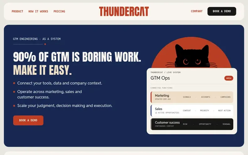 Screenshot of the Thundercat homepage