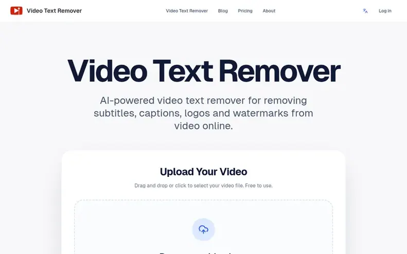Screenshot of the Video Text Remover homepage