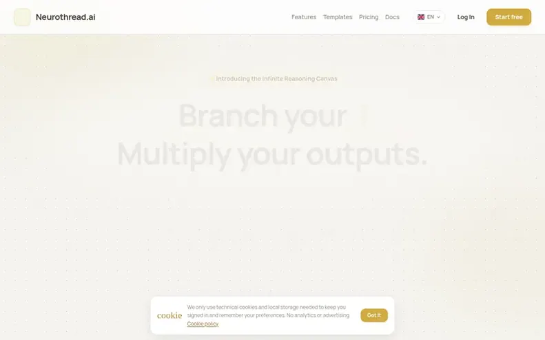 Screenshot of the Neurothread homepage