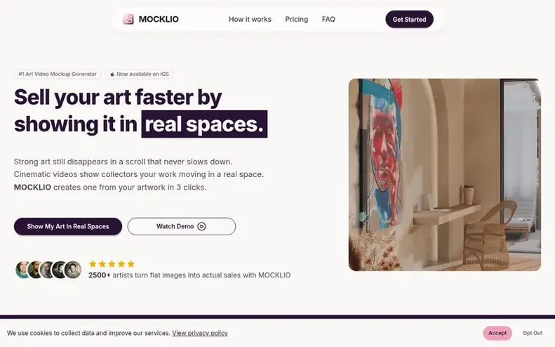 Screenshot of the MOCKLIO homepage