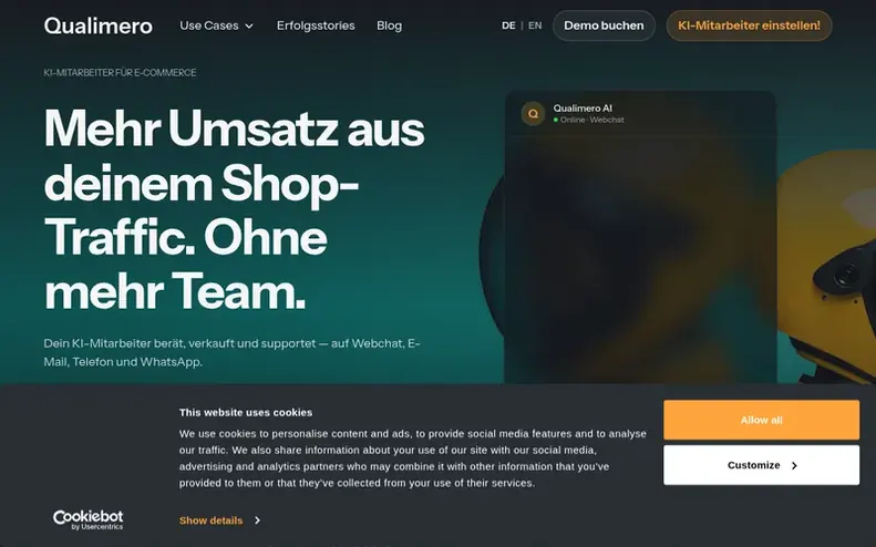 Screenshot of the Qualimero homepage