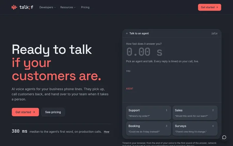 Screenshot of the Talkif homepage