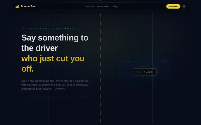 Screenshot of the Bumper Buzz homepage
