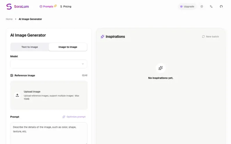 Screenshot of the SoraLum homepage
