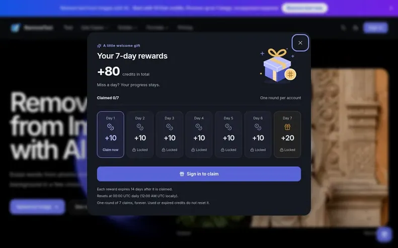 Screenshot of the RemoveText homepage