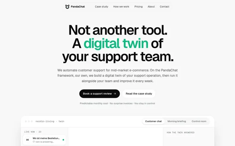 Screenshot of the PandaChat homepage