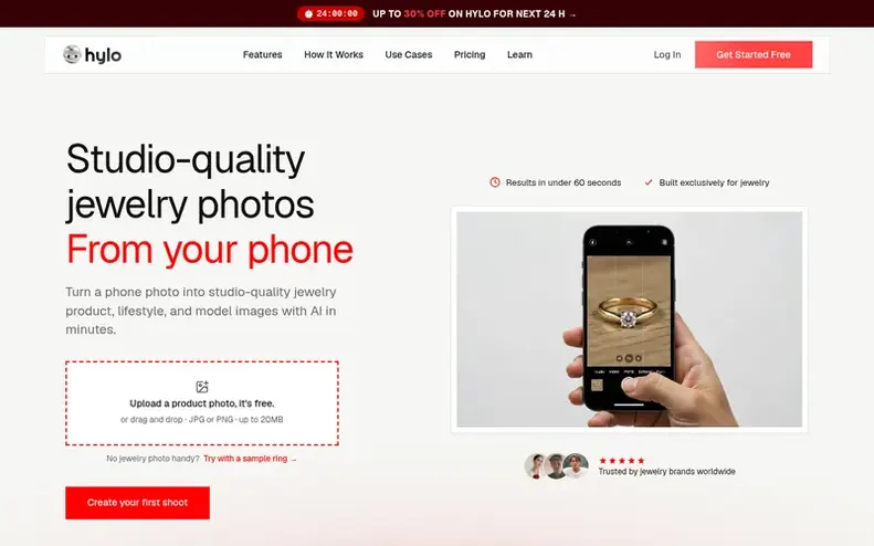 Screenshot of the Hylo homepage