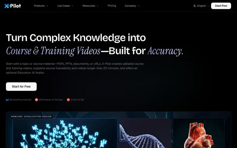 Screenshot of the X-Pilot homepage