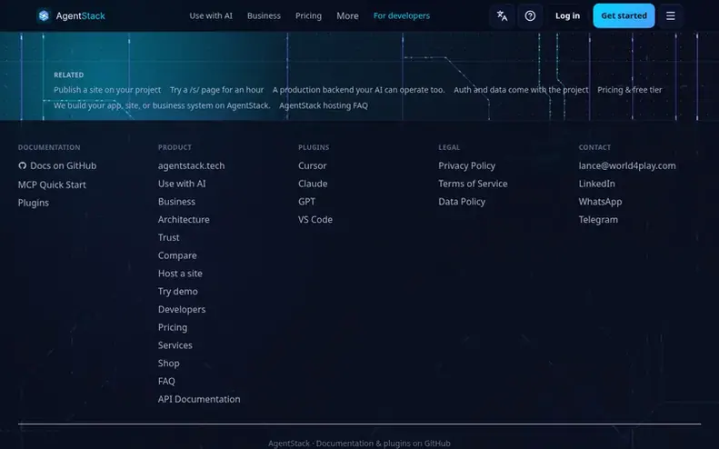 Screenshot of the AgentStack homepage