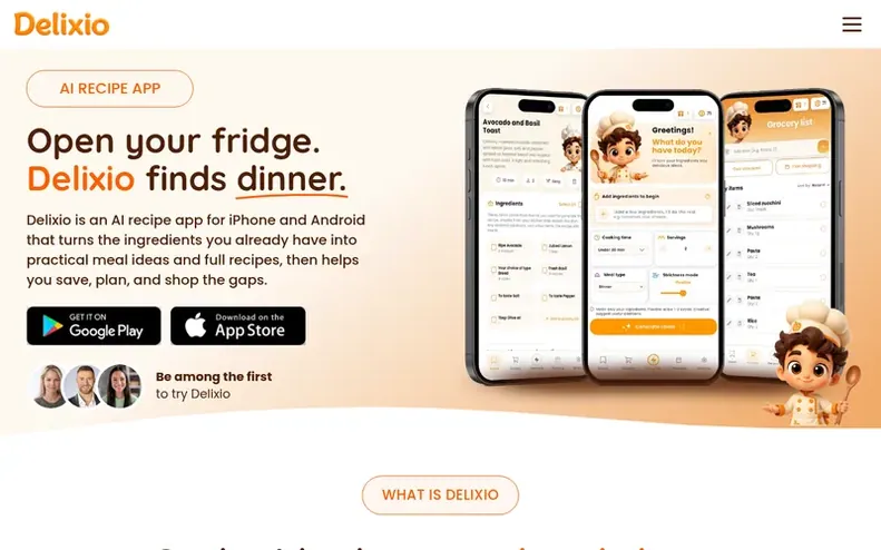 Screenshot of the Delixio homepage